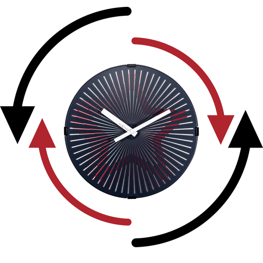 Wall clock- 30 cm - Plastic - Motion clock- 'Motion Star - Red'