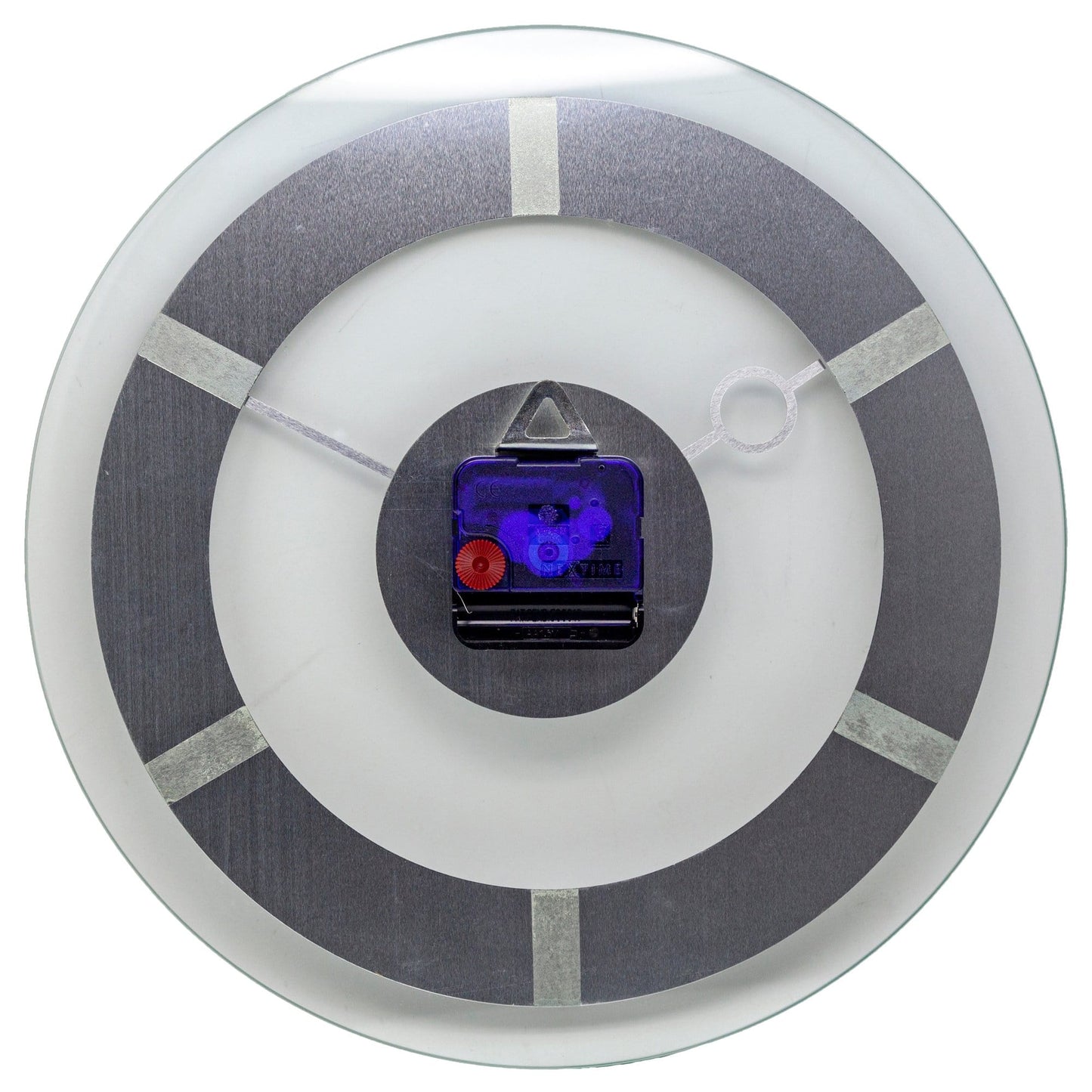 NeXtime Clocks retro wall clock, 31cm aluminum and glass design with black hands on a white dial.