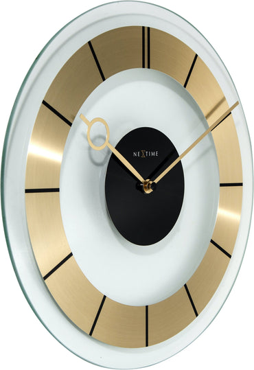 NeXtime Retro wall clock, 31 cm diameter, aluminum frame with glass cover, showcasing a vintage-inspired design.