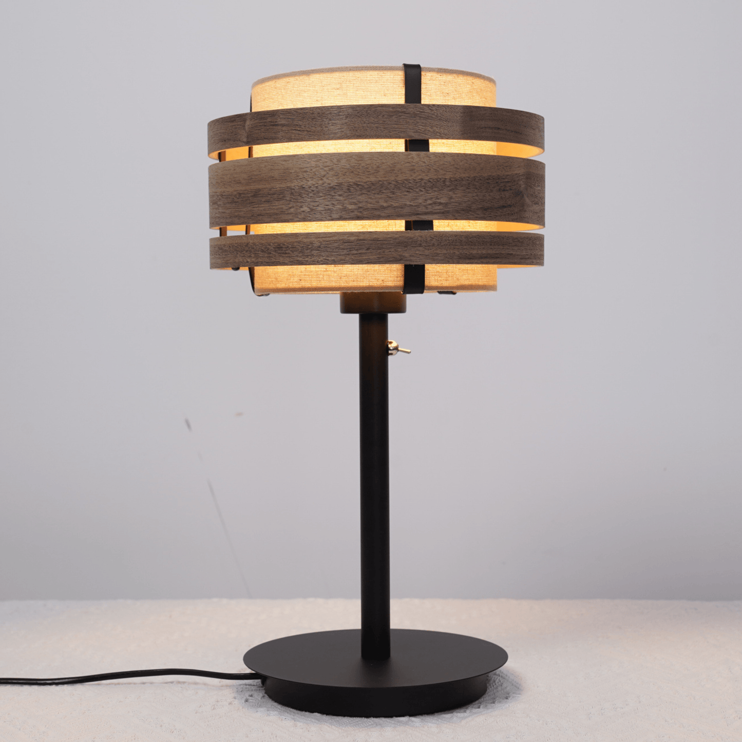 Lamp Shade - Wood (dark walnut veneer)-Fabric - 25 cm - "Beam"