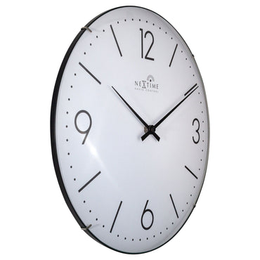 NeXtime Atomic radio-controlled wall clock with 35cm dome glass, showing time on a sleek, modern design.