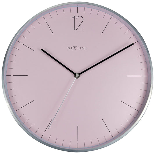 Wall clock - 34 cm - Glass / Metal - Elegant 'Essential Silver'