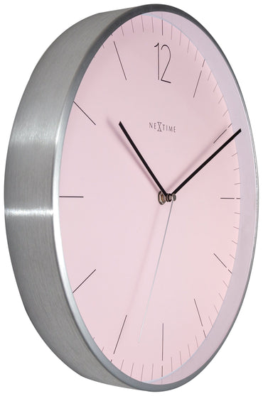 Wall clock - 34 cm - Glass / Metal - Elegant 'Essential Silver'