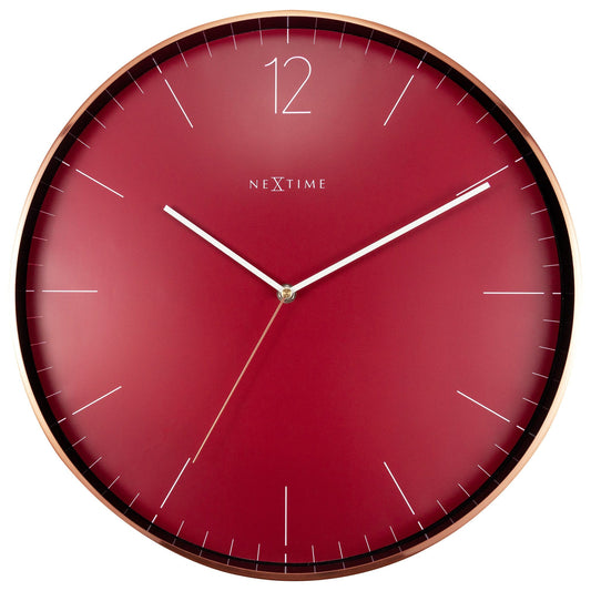 Large Wall Clock - Red - Silent - 40cm - Metal/Glass -Essential XXL