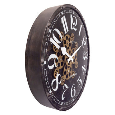NeXtime Clocks Moving Gear Wall Clock "Henry", 50cm, showing gears and intricate design on the left side.