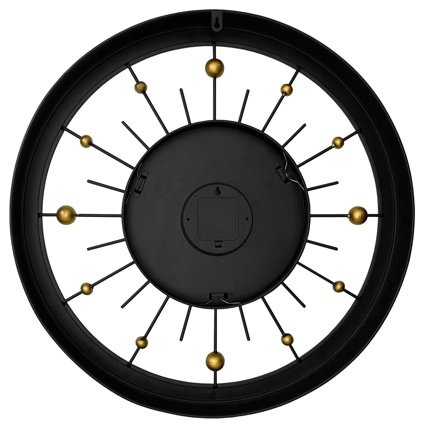 Black NeXtime Orbit wall clock, 60cm diameter, silent metal design with modern style, suitable for contemporary home decor.