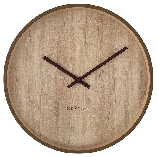 NeXtime Oslo wall clock, 30cm, silent movement, dark and light brown plastic, modern design for home or office decor.