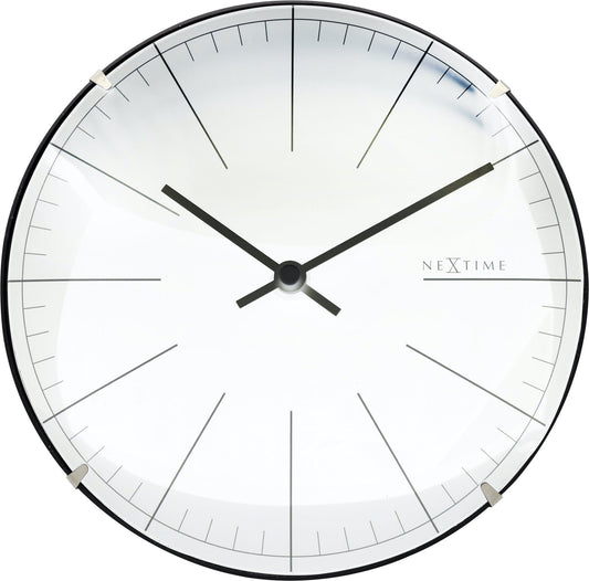 NeXtime Big Stripe Mini Dome wall or table clock with 20cm glass dome, featuring a stylish striped design.