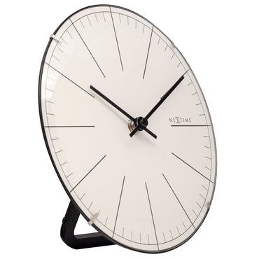NeXtime Big Stripe Mini Dome wall or table clock with 20 cm glass dome, featuring a sleek, modern design and striped pattern.