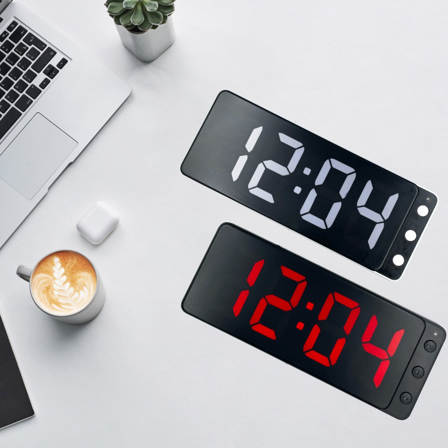 NeXtime digital table or wall clock, 27.2x10.8x3cm, LED display, white ABS material, modern design