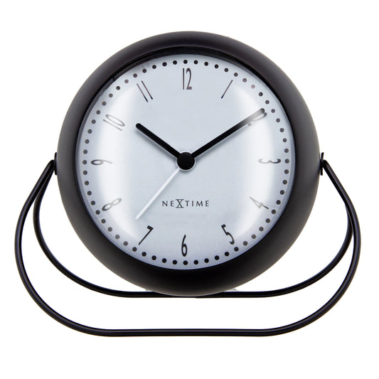 NeXtime Bubble Alarm Clock, metal table clock with silent operation, 14x12x8cm, modern design featuring a rounded bubble shape.