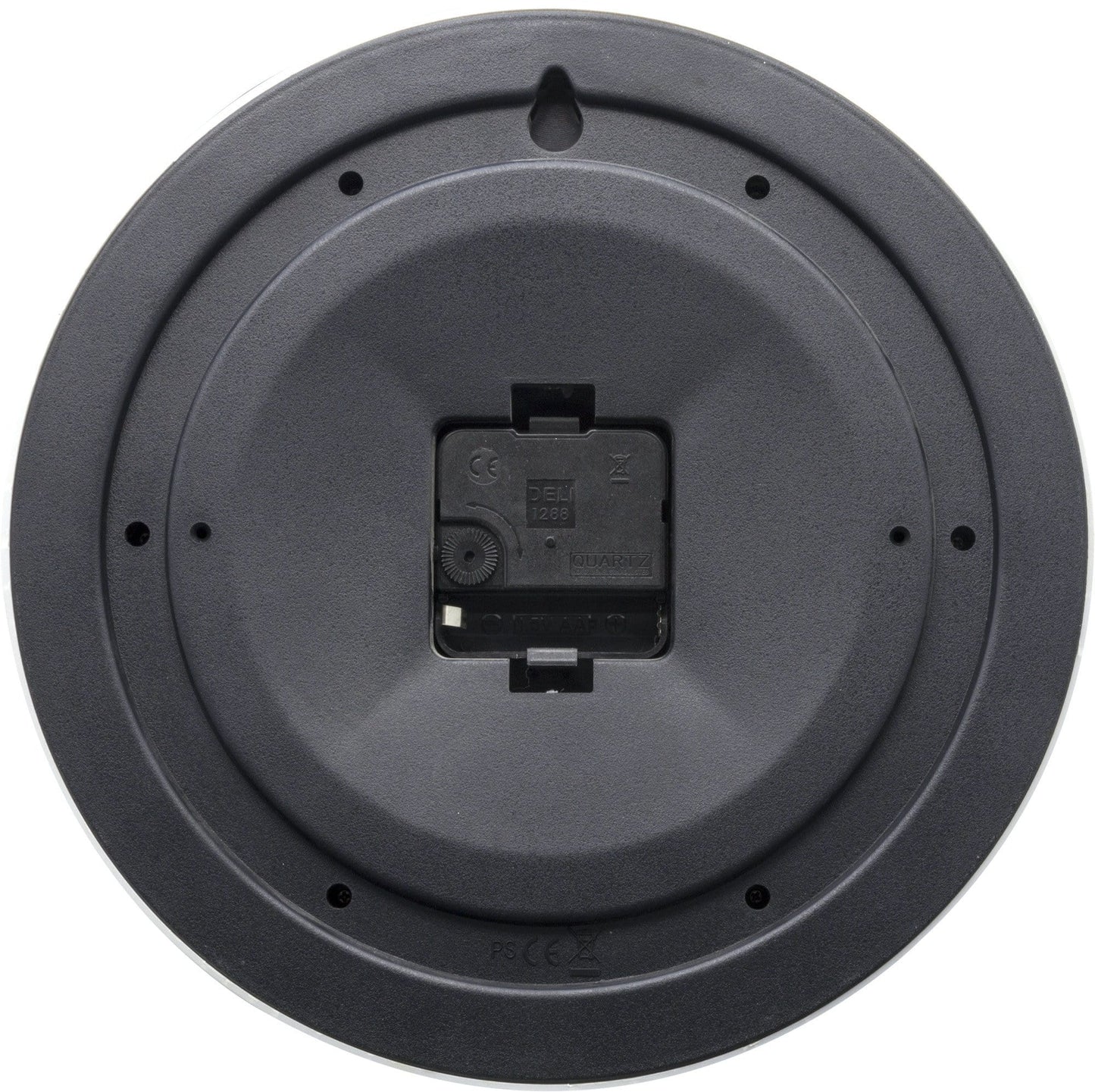 Back view of a 25.5 cm plastic Robust wall clock by NeXtime Clocks showing clock mechanism and back panel.