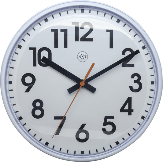 NeXtime Clocks wall clock featuring a 26cm plastic design with a modern aesthetic and the 'Peter' style.