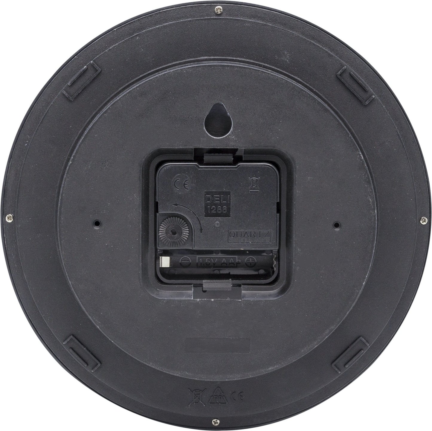 NeXtime Clocks Easy Small 20cm plastic wall clock with back view, showcasing its simple design and compact size.