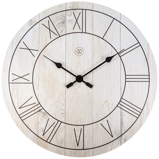 NeXtime Clocks wooden wall clock, 40 cm, with minimalist design and natural wood finish, named 'Paul'.