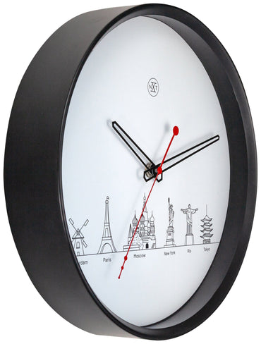 Wall clock - 30 cm - Plastic - 'Worldtour'