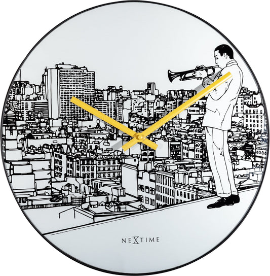 Wall clock - 40 cm - Glass / Metal - Trumpet City
