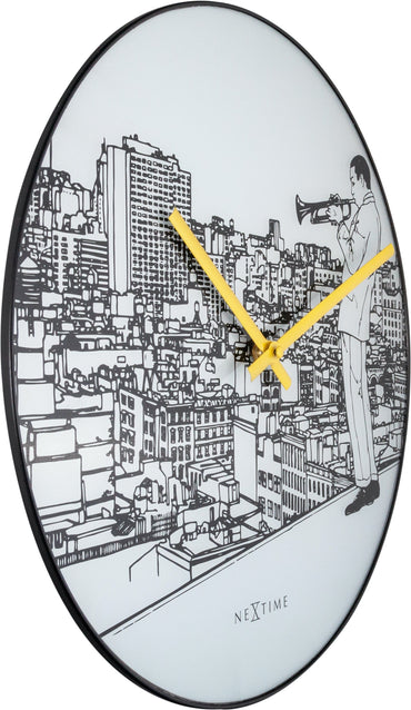 Wall clock - 40 cm - Glass / Metal - Trumpet City