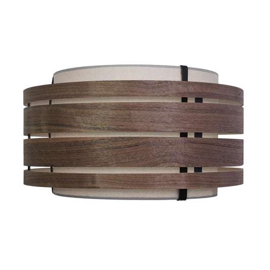 Donkere walnoothouten lampenkap van 40 cm van NeXtime Clocks, met stoffen binnenkant voor sfeervol licht.