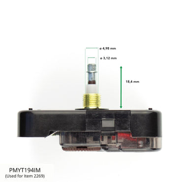 Close-up of NeXtime Clocks Strong Movement 18.5 mm (PMYT194IP) showing the detailed internal mechanism for clock accuracy.