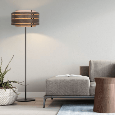 Lamp Shade - Wood (dark walnut veneer)-Fabric - 40 cm - "Beam"