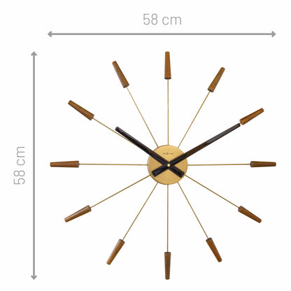 Large Wall clock 58cm - Silent - Wood/Stainless Steel - "Plug-Inn"
