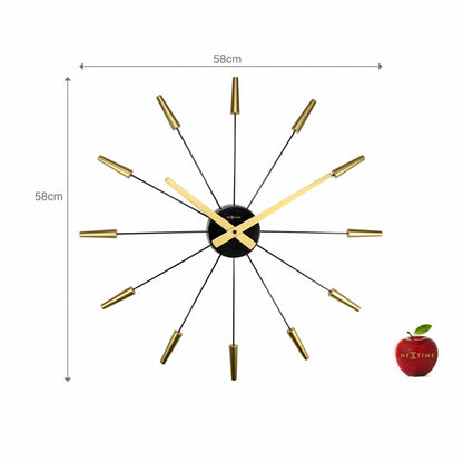 Vintage Silent Wall Clock by NeXtime Clocks, 58cm stainless steel design with "Plug Inn" style for modern home decor.
