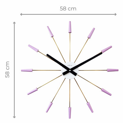 Vintage NeXtime Silent Wall Clock in stainless steel, 58cm diameter with modern Plug Inn design.