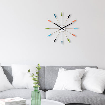 Vintage NeXtime Silent Wall Clock in stainless steel, 58cm diameter, featuring a sleek Plug Inn design.