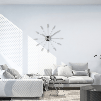 NeXtime Silent Wall Clock in vintage style, 58cm stainless steel design with minimalist modern look.