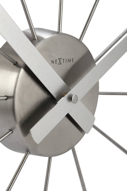 Vintage stainless steel Silent Wall clock by NeXtime Clocks, 58cm with a sleek, modern design and minimalist style.