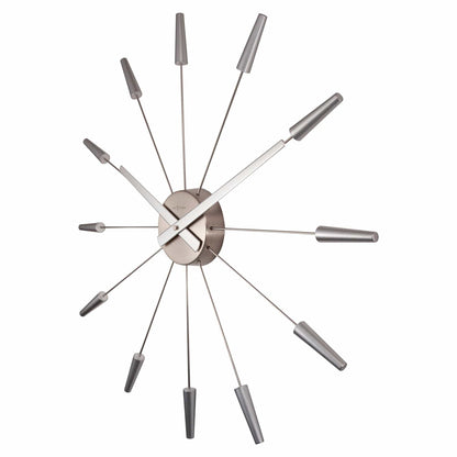 Vintage NeXtime Silent Wall Clock, 58cm stainless steel design with a modern 'Plug Inn' style, shown from the right side.