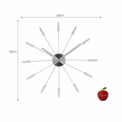 Vintage stainless steel Silent Wall clock by NeXtime Clocks, 58cm diameter with a sleek plug-in design.