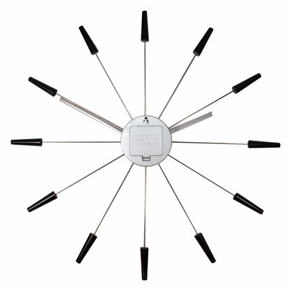 Vintage 58cm stainless steel Silent Wall clock by NeXtime Clocks with a sleek Plug Inn design, shown from the back.