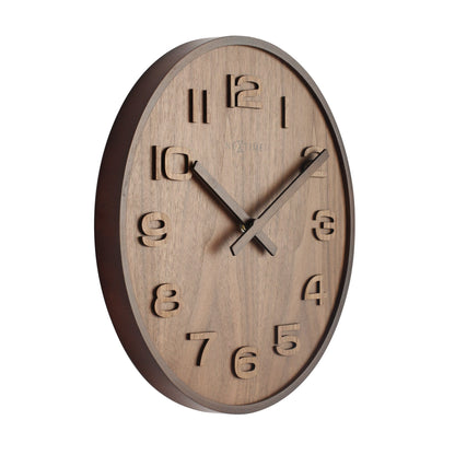 NeXtime Clocks Wood Wood Medium wall clock, 35 cm diameter, wooden design, showing the left side of the clock in natural wood finish.