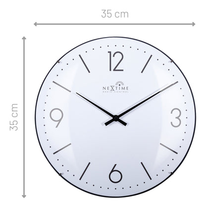 NeXtime Atomic radio-controlled wall clock with 35cm dome glass and modern design.