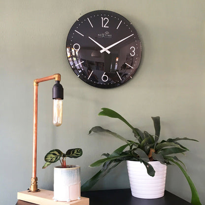 NeXtime Atomic wall clock with 35cm dome glass, radio-controlled DCF timekeeping, modern design for accurate time display