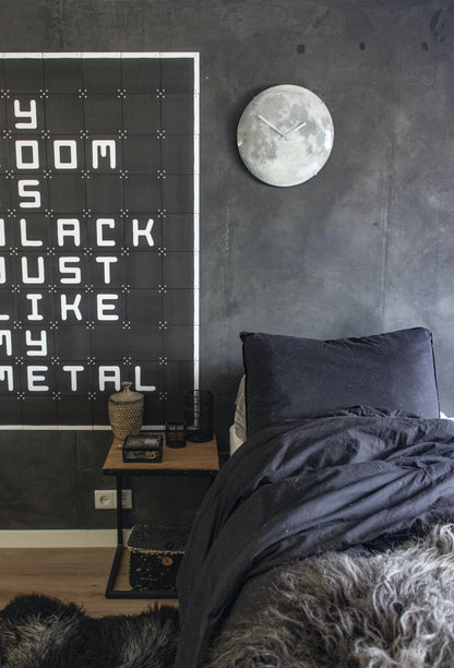 Wall clock -  35 cm  - Dome Glass - Glow-in-the-dark-  'Blue Moon dome'