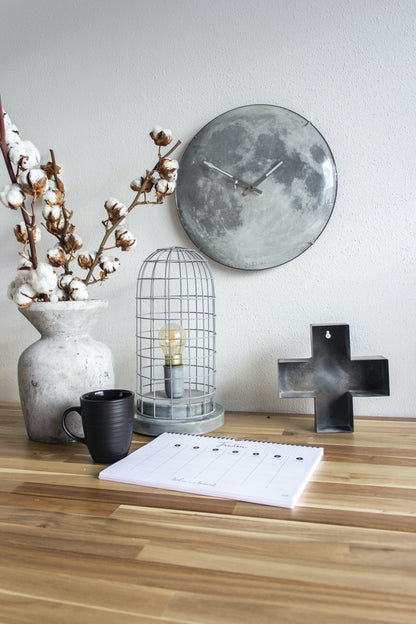 Wall clock -  35 cm  - Dome Glass - Glow-in-the-dark-  'Blue Moon dome'