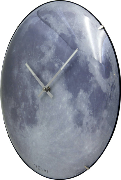 Wall clock -  35 cm  - Dome Glass - Glow-in-the-dark-  'Blue Moon dome'