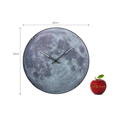 Wall clock -  35 cm  - Dome Glass - Glow-in-the-dark-  'Blue Moon dome'