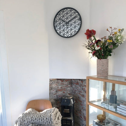NeXtime Clocks Bella Mirror wall clock, 50 cm, wood frame with mirror accents, modern interior design piece.