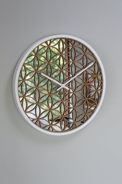 NeXtime Clocks Bella Mirror wall clock, 50 cm diameter, wood frame with mirror accents, modern decorative timepiece