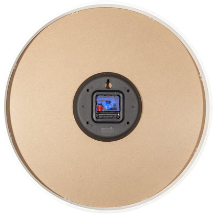 NeXtime Clocks Bella Mirror wall clock with 50cm wooden frame and mirror accents, stylish home decor piece.
