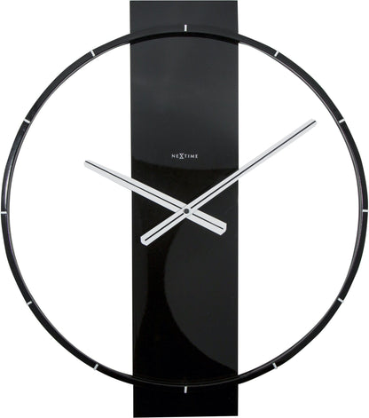 NeXtime wall clock with wooden and steel frame, 50.8 x 58.2 cm, modern design, featuring black hour and minute hands.