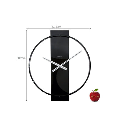 NeXtime Wall clock with wood and steel design, measuring 50.8 x 58.2 x 4.3 cm, featuring modern style and clear clock face.