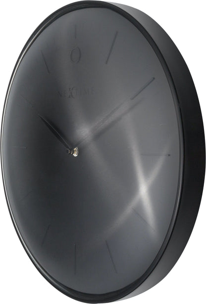 NeXtime Clocks metal wall clock with 40 cm diameter, dome-shaped glass, featuring a stylish 'Glamour' design.