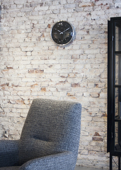 Wall clock-  33 cm - Metal - Dome Shaped Glass-  '60 Minutes'