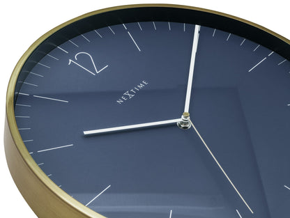 Vintage NeXtime Clocks wall clock, 34 cm with glass and metal, featuring an elegant gold finish and classic design.