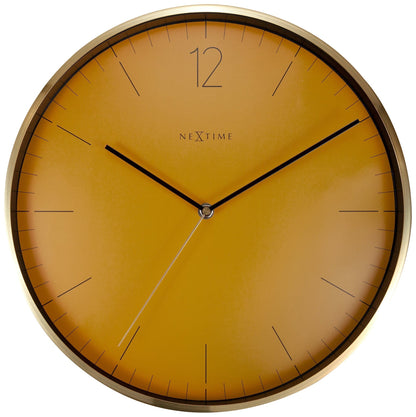 Vintage NeXtime Clocks wall clock, 34 cm with glass and metal, featuring a gold finish and classic design.